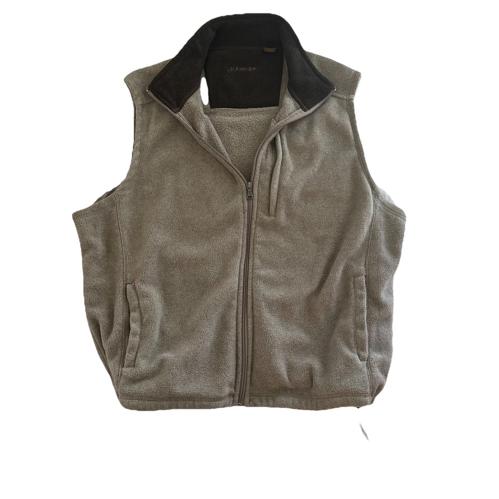 St. John's Bay‎ Men's XL Gray Fleece Vest Full Zip Pockets Casual Workwear